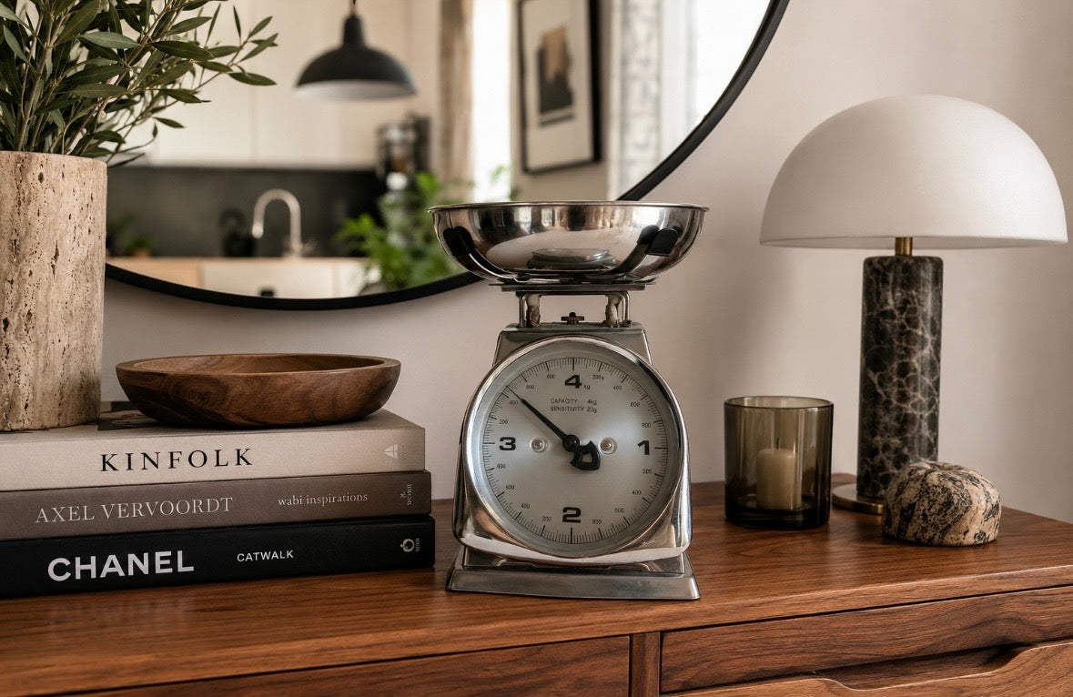 Balance de cuisine vintage en acier inoxydable – Neuve, jamais utilisée – Capacité 4 kg