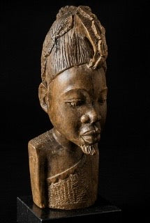 Buste Africain Vintage en Bois Sculpté à la Main – Sculpture Artisanale