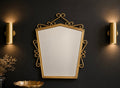 Miroir mural vintage en métal doré – 35 cm – Style Hollywood Regency
