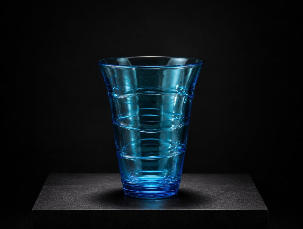 Vase Bormioli Rocco en verre bleu – Design italien vintage