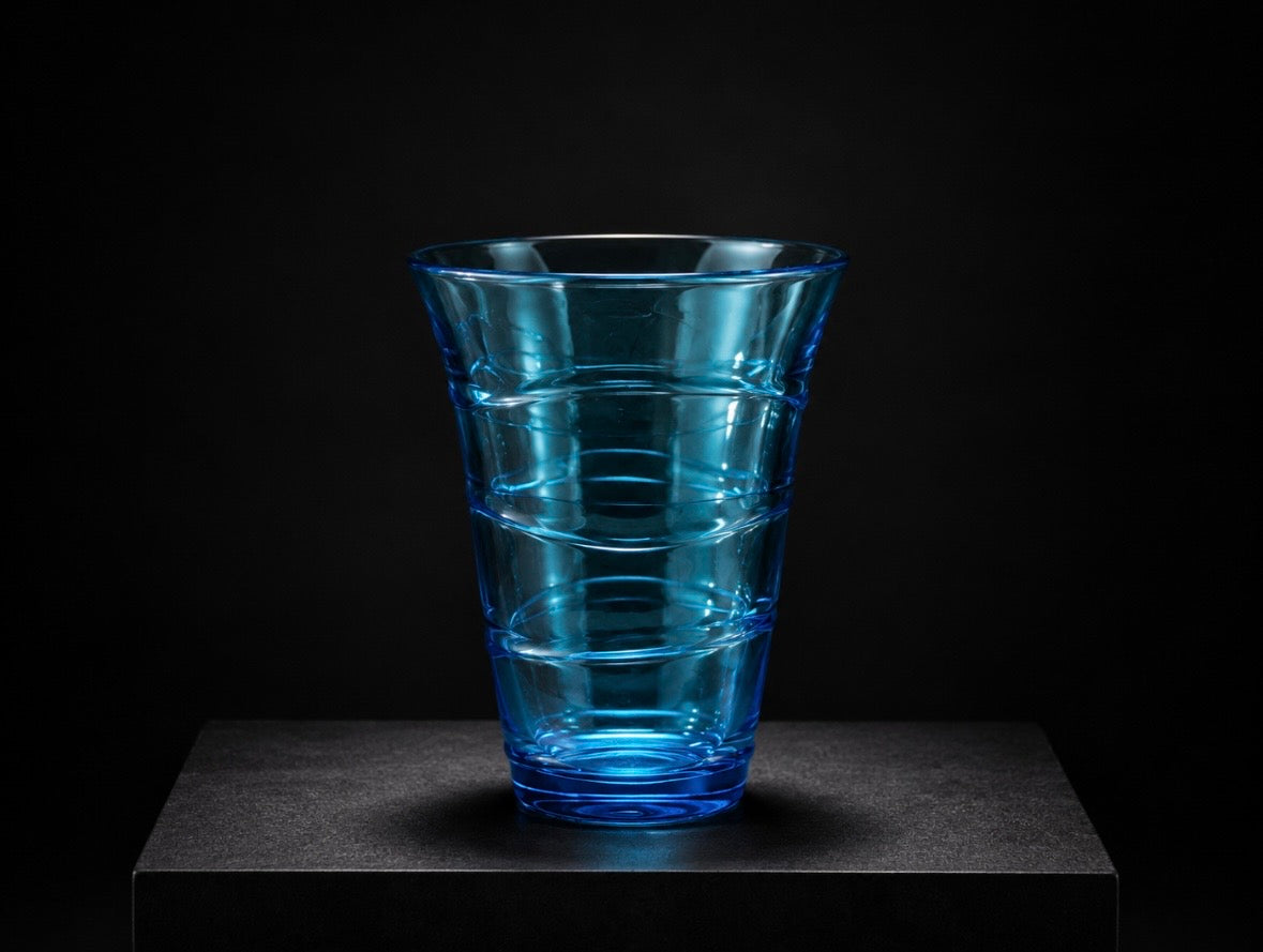 Vase Bormioli Rocco en verre bleu – Design italien vintage
