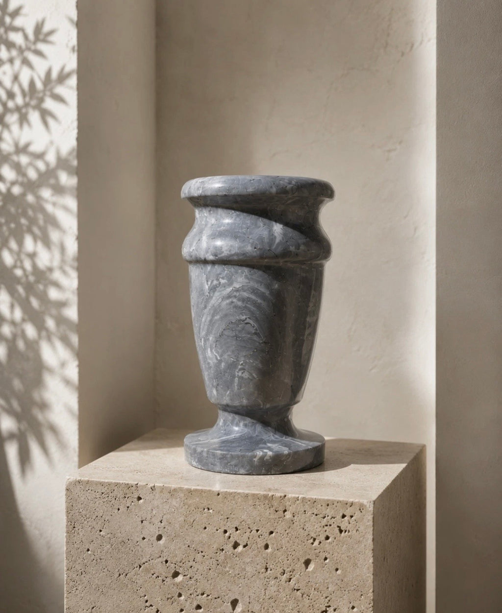 Vase en marbre Bardiglio gris italien vintage / Italian Marble Vase