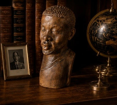 Buste Africain Vintage en Bois Sculpté – Sculpture Artisanale de Caractère
