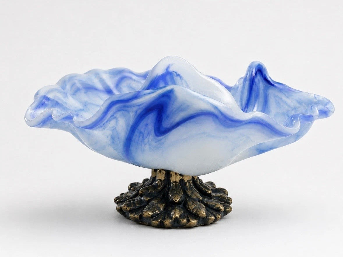 Coupe en verre d'art Murano — Arte Kristall Mery, bleu opalin marbré