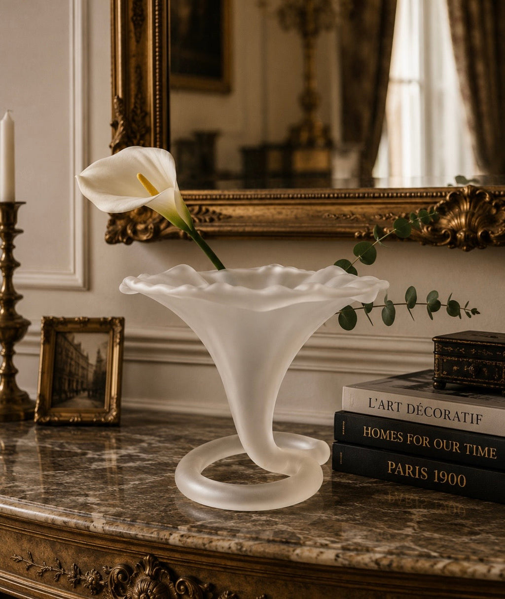 Vase Soliflore Sculptural – Verre Givré