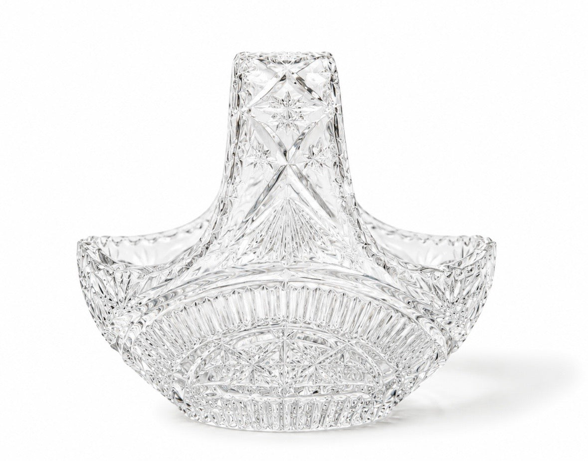 Panier décoratif vintage en verre pressé – Années 1950–1960