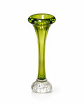 Vase soliflore vintage Nybro Glasbruk – Verre soufflé suédois vert olive – Années 1970