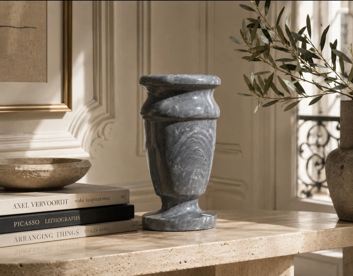 Vase en marbre Bardiglio gris italien vintage / Italian Marble Vase