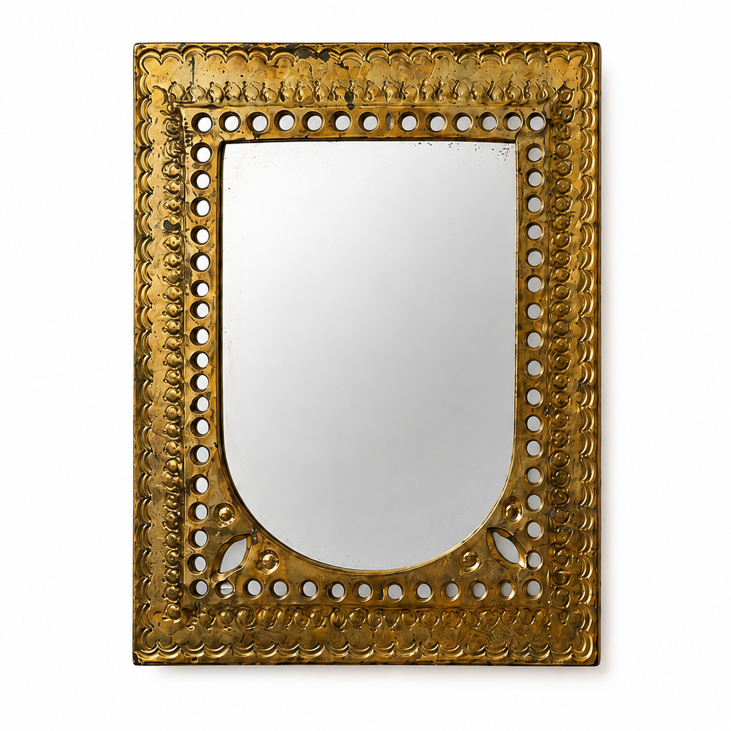 Miroir mural vintage en laiton repoussé – Années 60/70