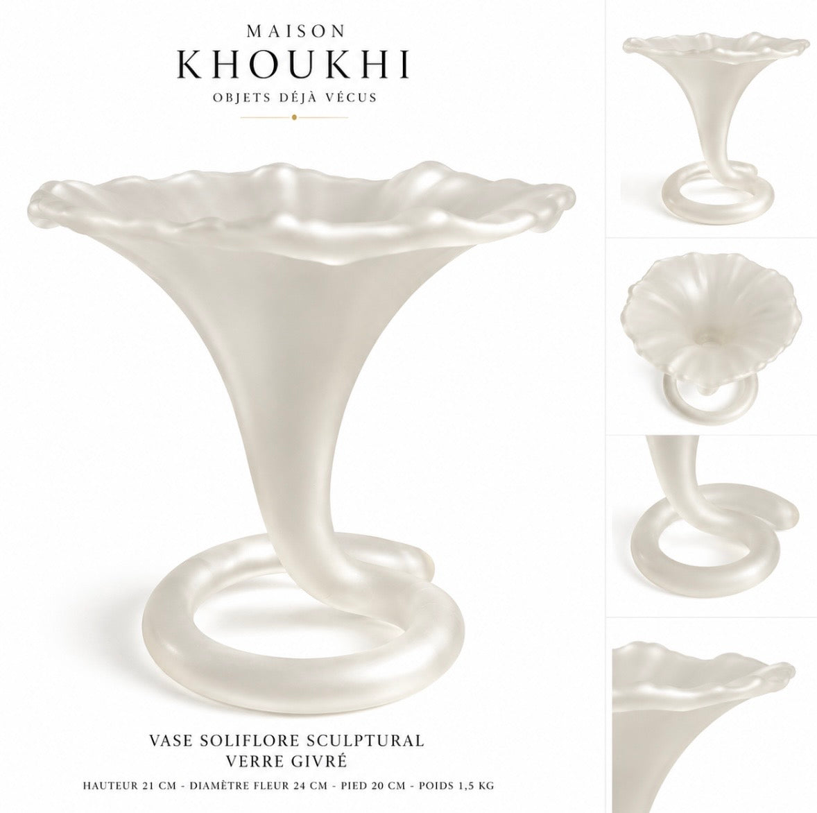 Vase Soliflore Sculptural – Verre Givré