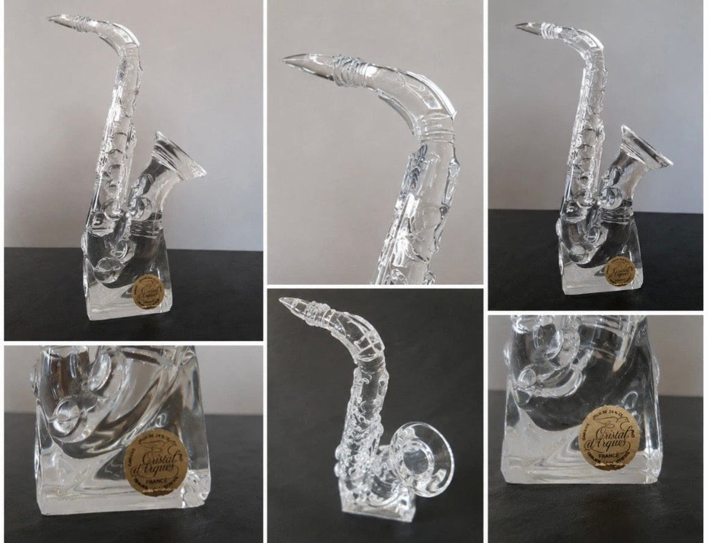 Cristal d'Arques Saxophone Crystal Sculpture Vintage France Art Deco