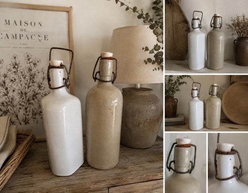 2 Bouteilles Bouillottes Anciennes En Grès – Dans Leur Jus