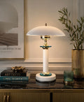 Lampe Champignon Design Postmodern Blanc Doré Turquoise 80s