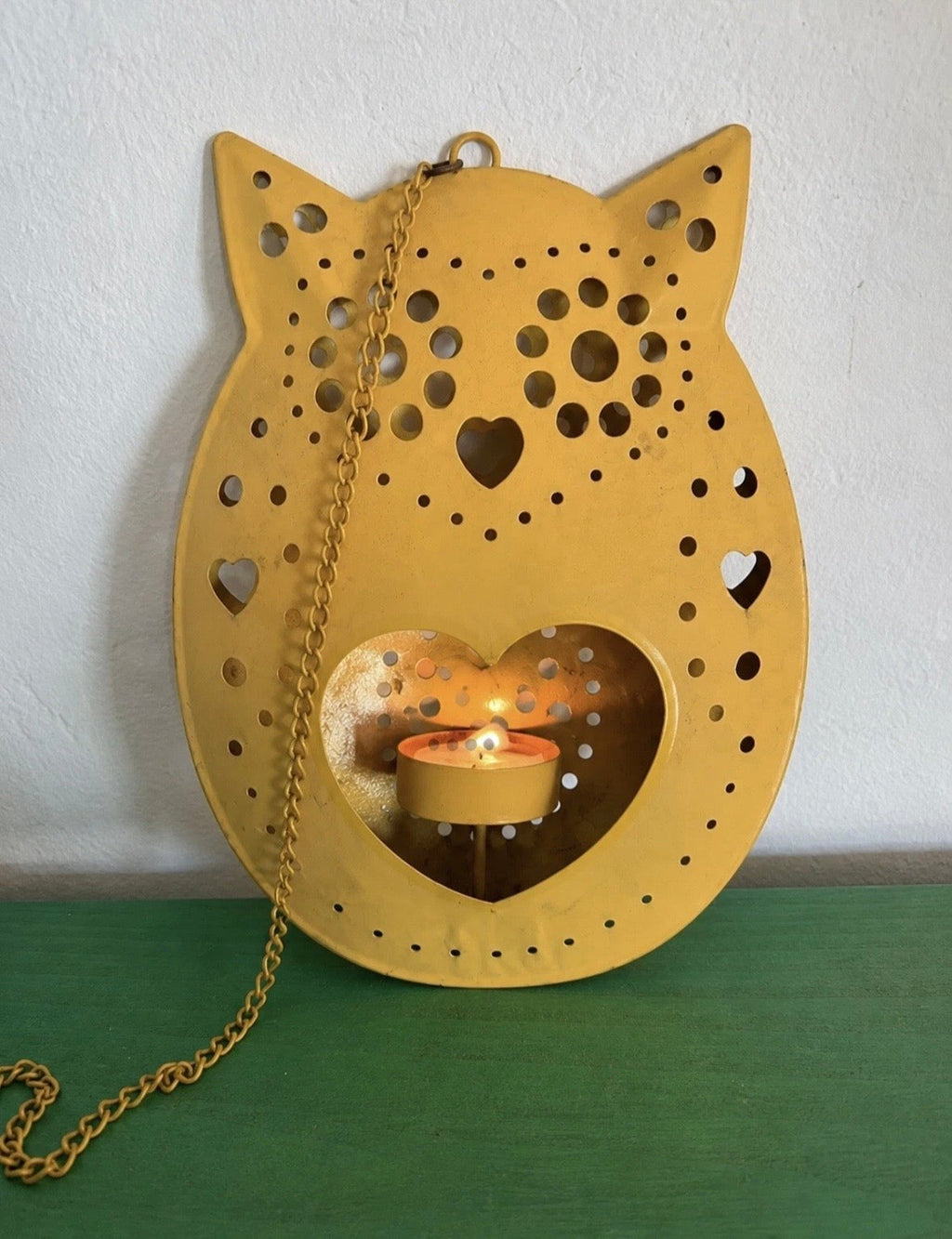 Porte-bougie Chouette Métal Mural – Owl Wall Candle Holder Boho Chic