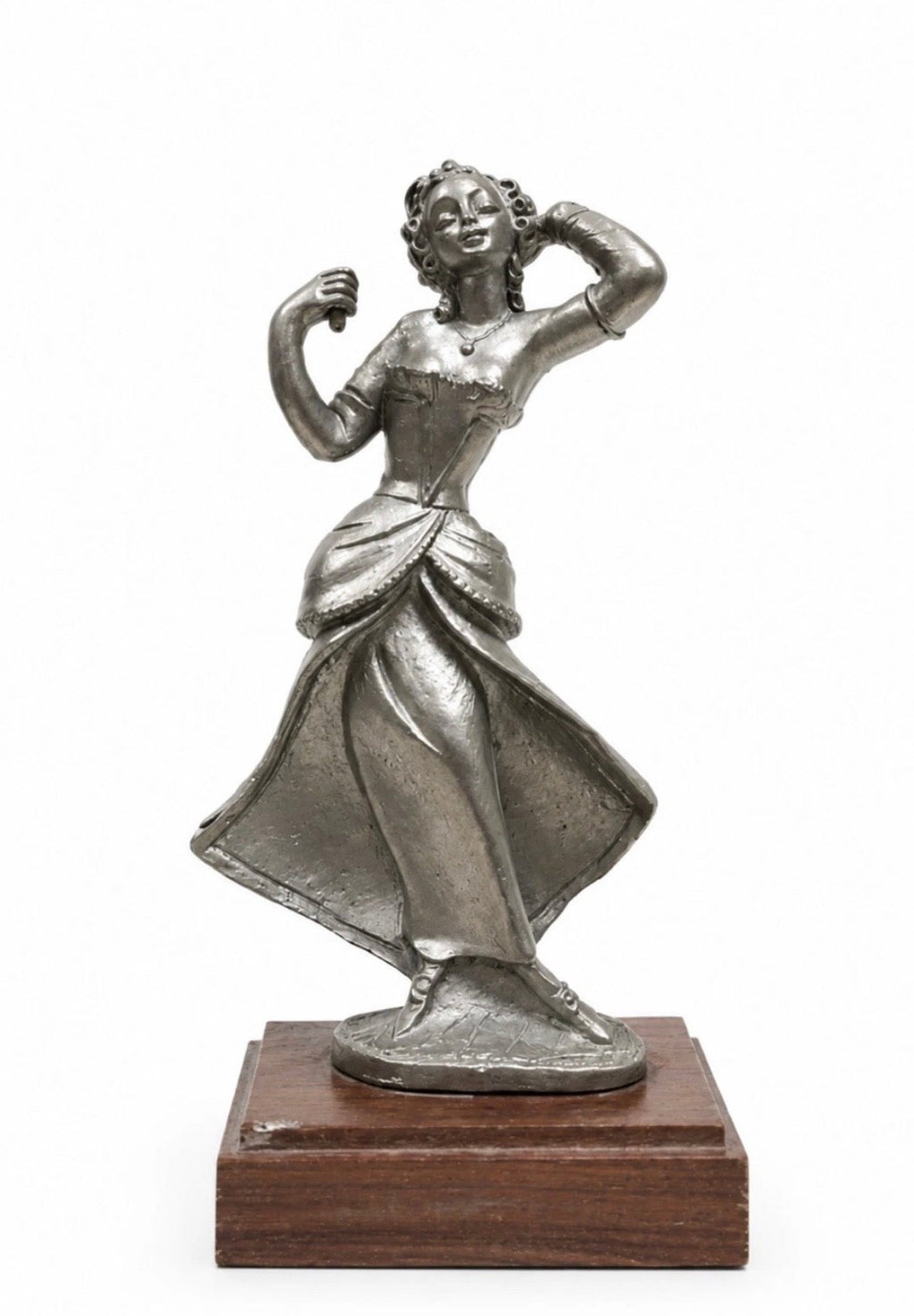 Statuette Danseuse Peltro Italie Vintage — Étain Cisélé Main, Made in Italy