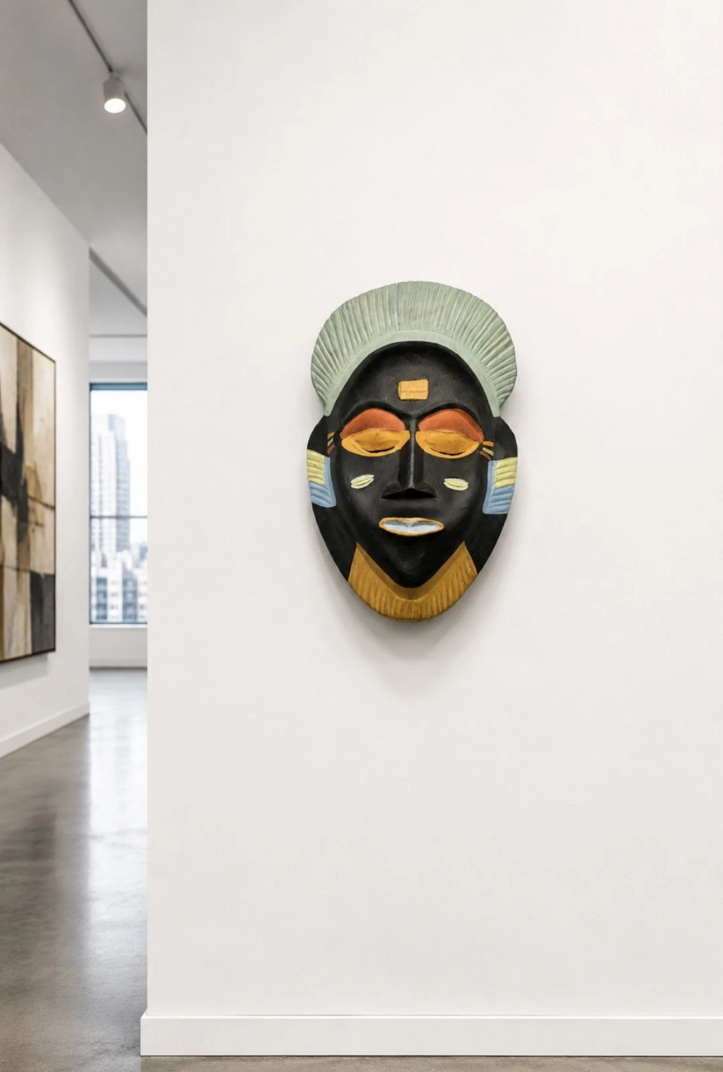 Masque africain vintage — Bois sculpté & peint à la main, 25 × 15 cm