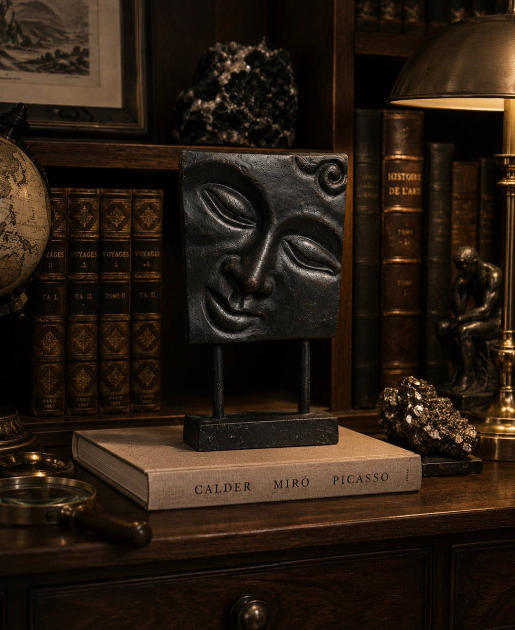 Masque Bouddha en Fonte | Cast Iron Buddha Face Sculpture
