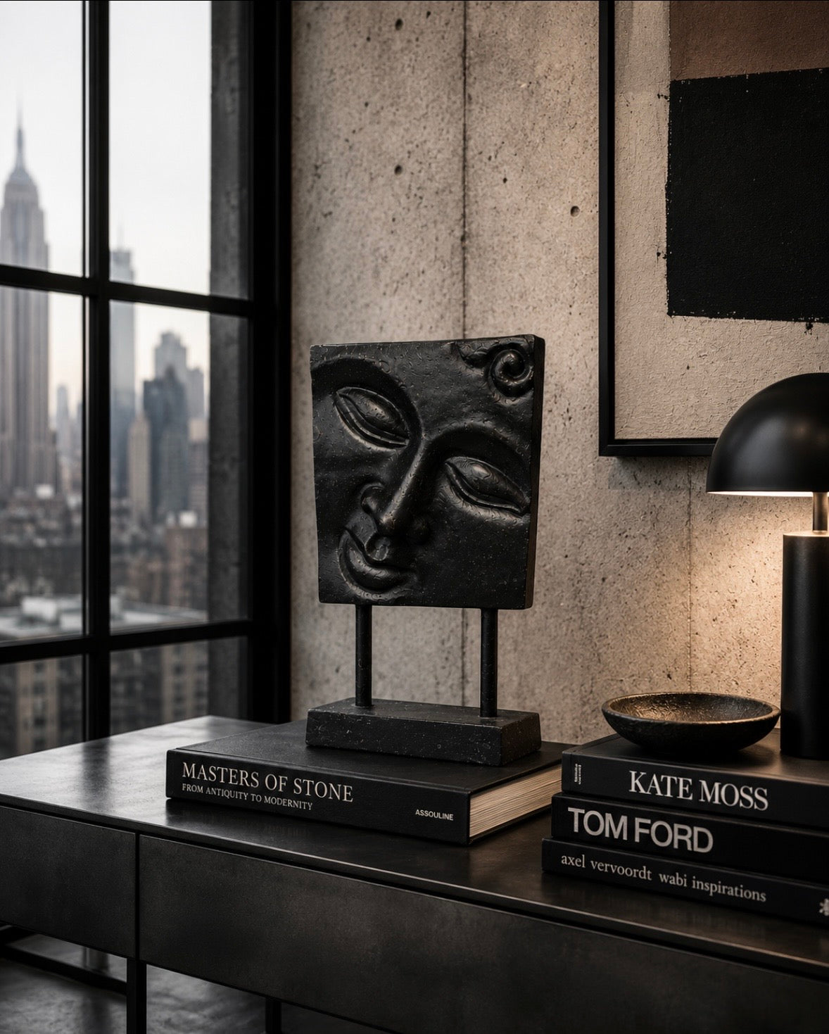 Masque Bouddha en Fonte | Cast Iron Buddha Face Sculpture