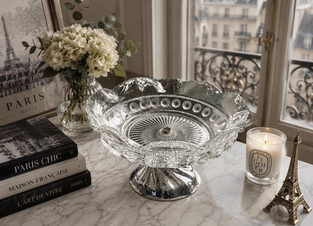 Coupe Cristal Vintage Sur Pied — Vintage Crystal Pedestal Bowl
