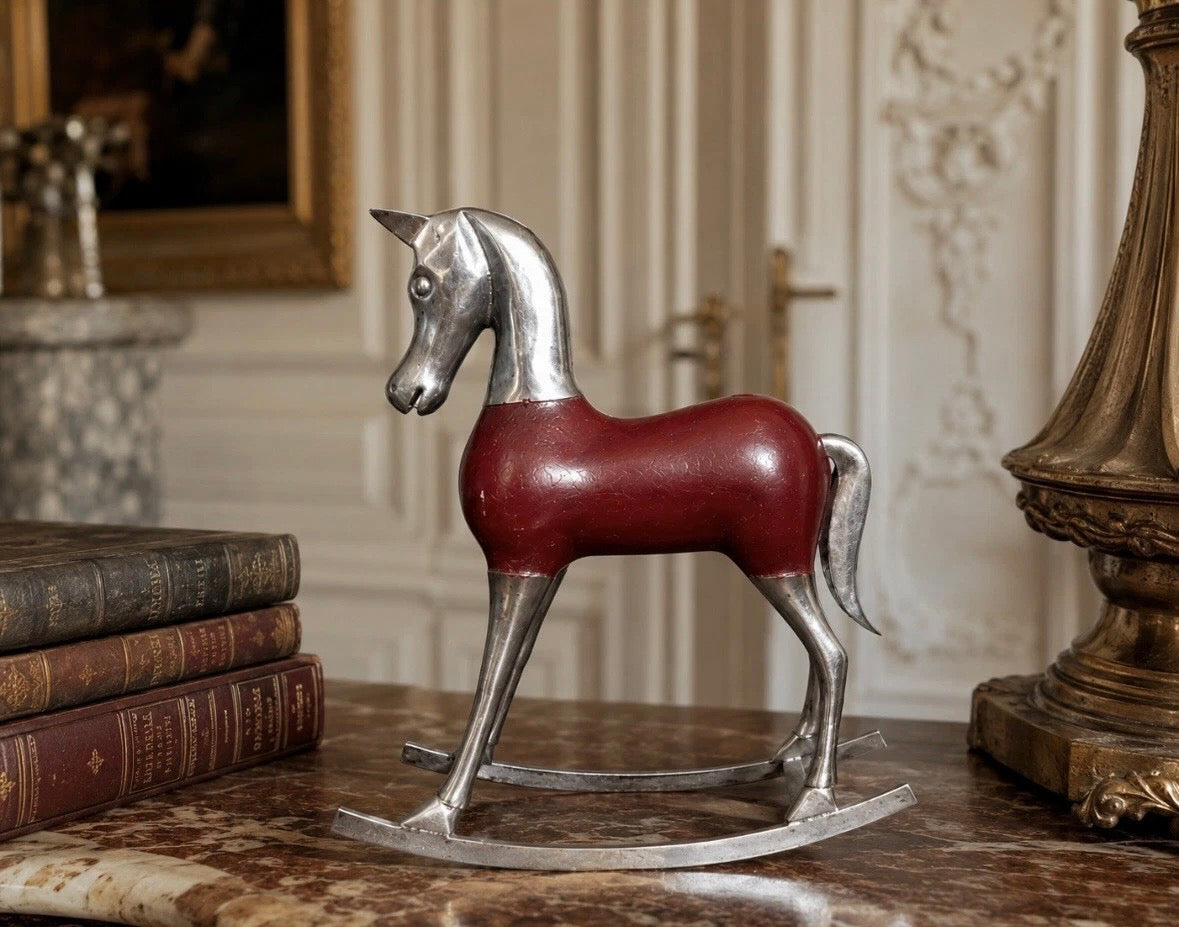 Cheval à Bascule Vintage Bois & Métal — Vintage Wood & Metal Rocking Horse