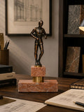 Statuette Athlète en Bronze sur Marbre Rose | Bronze Athlete Sculpture