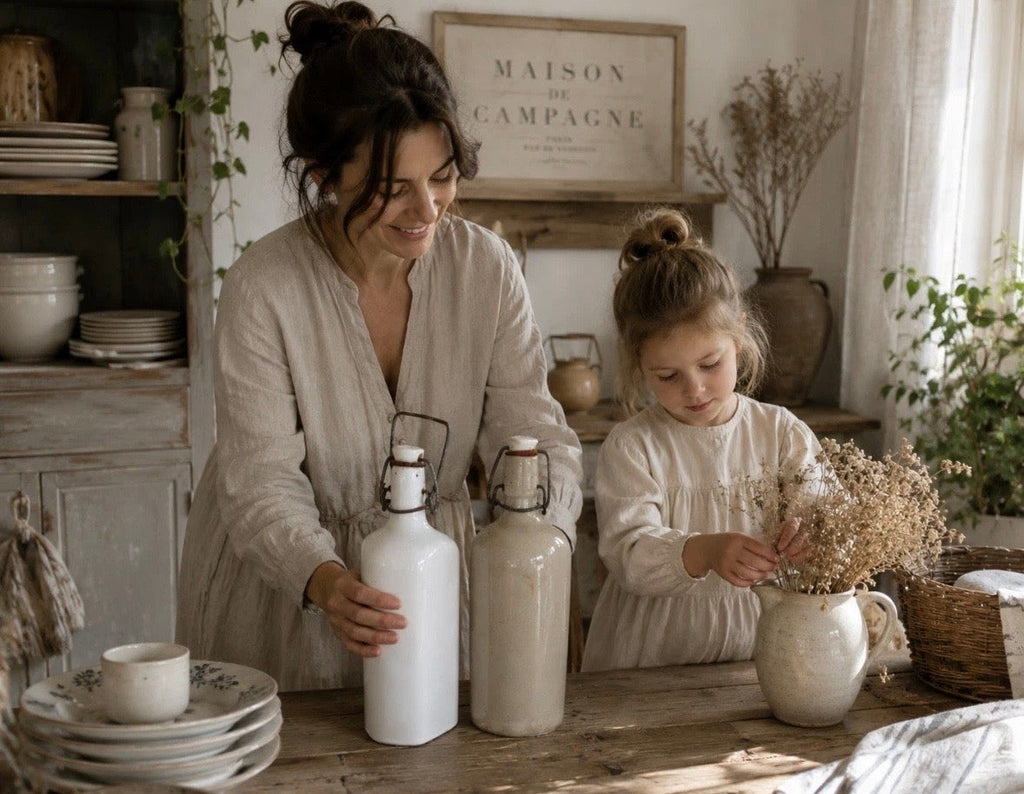 2 Bouteilles Bouillottes Anciennes En Grès – Dans Leur Jus