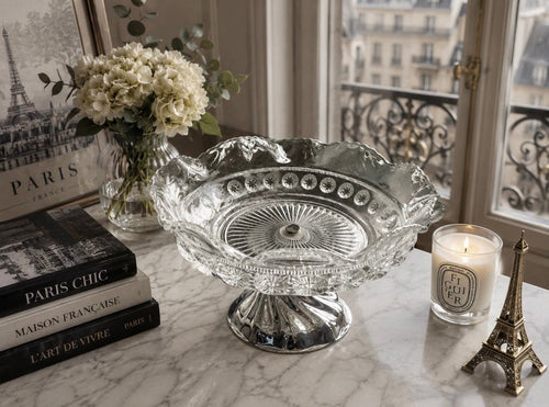 Coupe Cristal Vintage Sur Pied — Vintage Crystal Pedestal Bowl