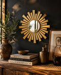 Miroir Soleil Vintage Doré – Design Mid-Century – Ø 27 cm
