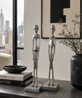 Couple Sculptures Aluminium Moderniste 35 cm — Modernist Aluminum Pair
