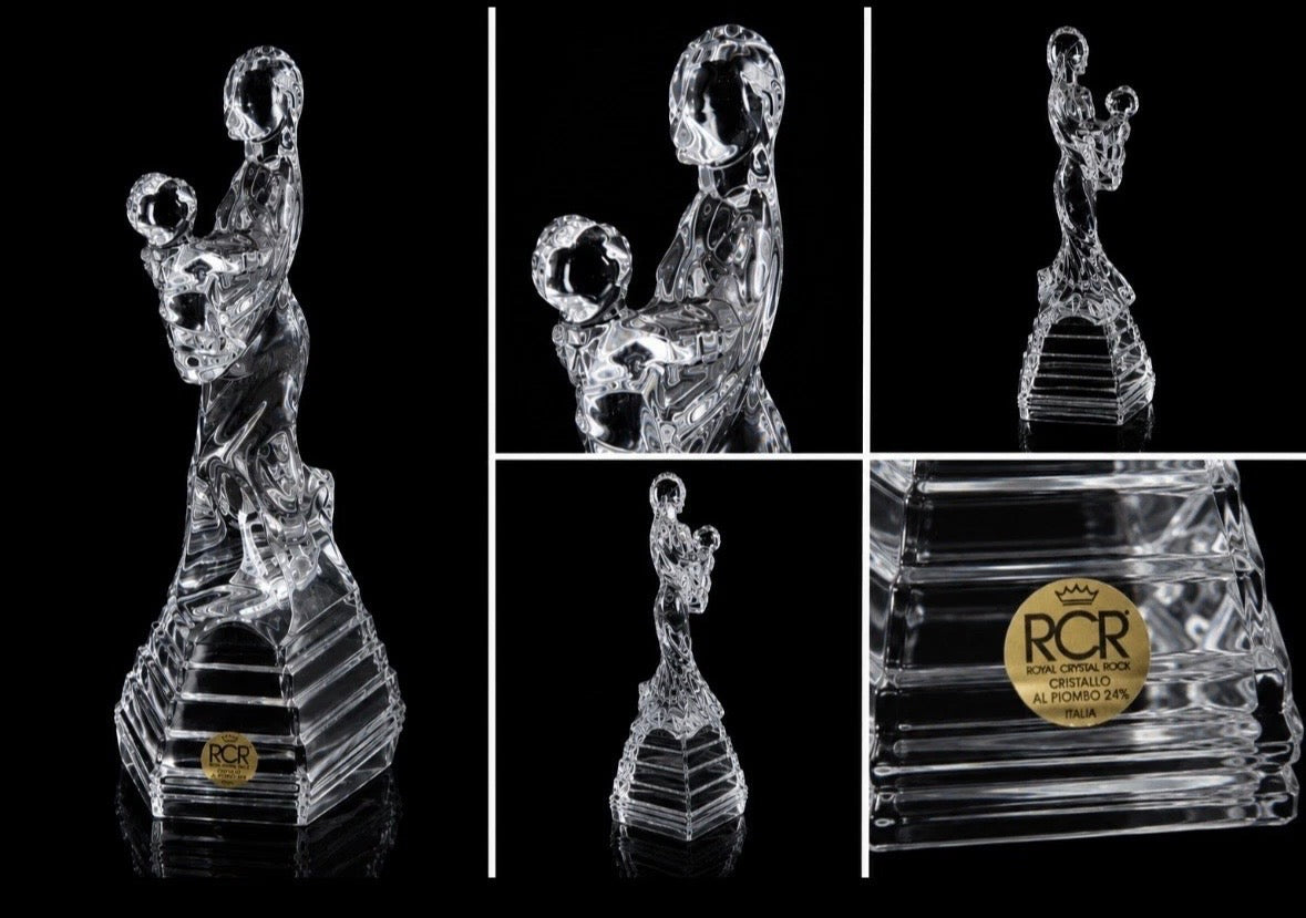 Sculpture Cristal Mère et Enfant RCR — Cristalleria Italiana 24% Plomb 26cm