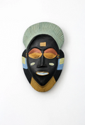 Masque africain vintage — Bois sculpté & peint à la main, 25 × 15 cm