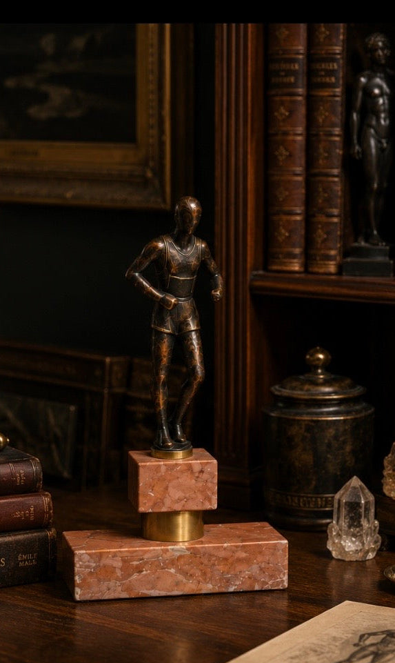 Statuette Athlète en Bronze sur Marbre Rose | Bronze Athlete Sculpture