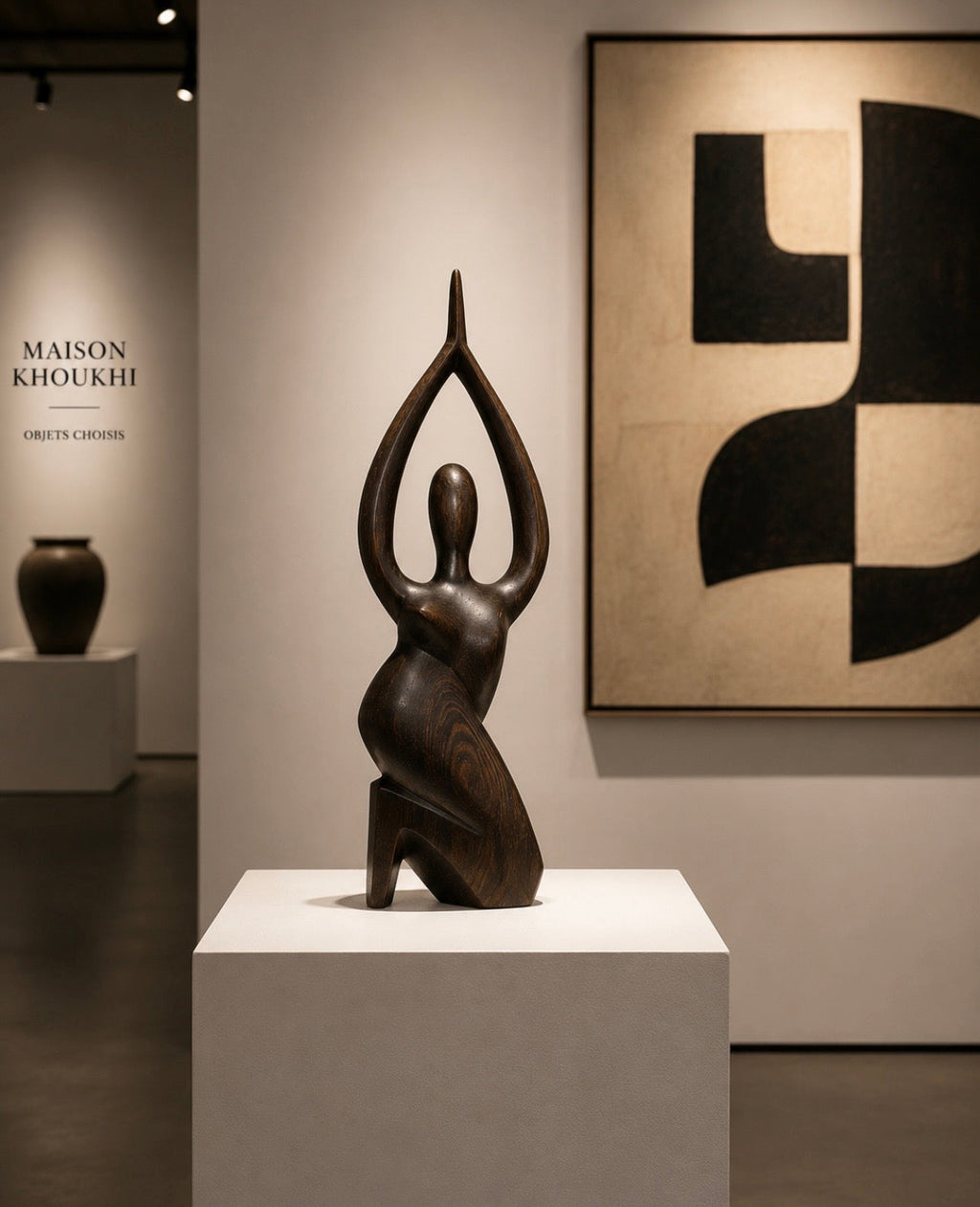 Sculpture Femme en Bois – Art Tribal Contemporain | Wooden Female Sculpture