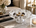Mikasa Crystal Pedestal Bowl Art Deco Plaid Tartan — Bonbonnière Coupe sur Pied