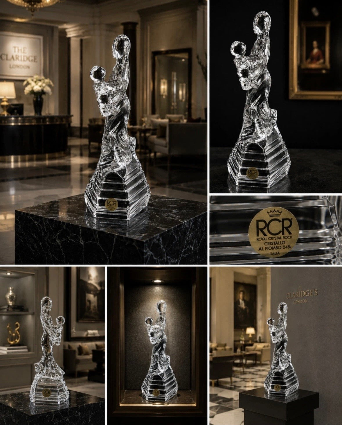 Sculpture Cristal Mère et Enfant RCR — Cristalleria Italiana 24% Plomb 26cm