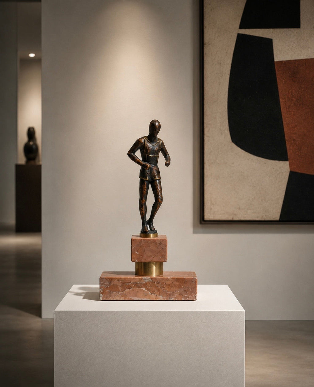 Statuette Athlète en Bronze sur Marbre Rose | Bronze Athlete Sculpture