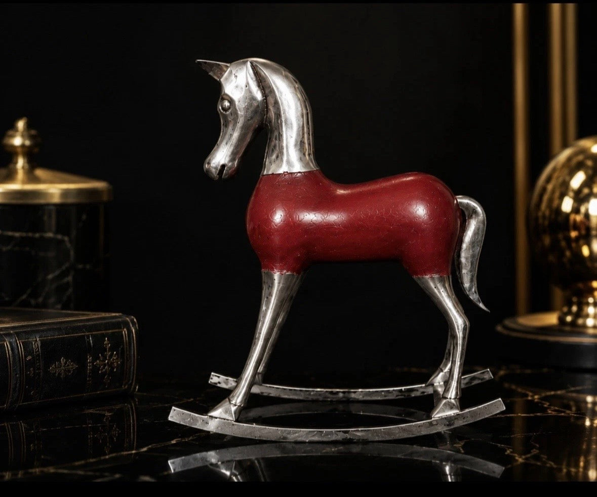 Cheval à Bascule Vintage Bois & Métal — Vintage Wood & Metal Rocking Horse