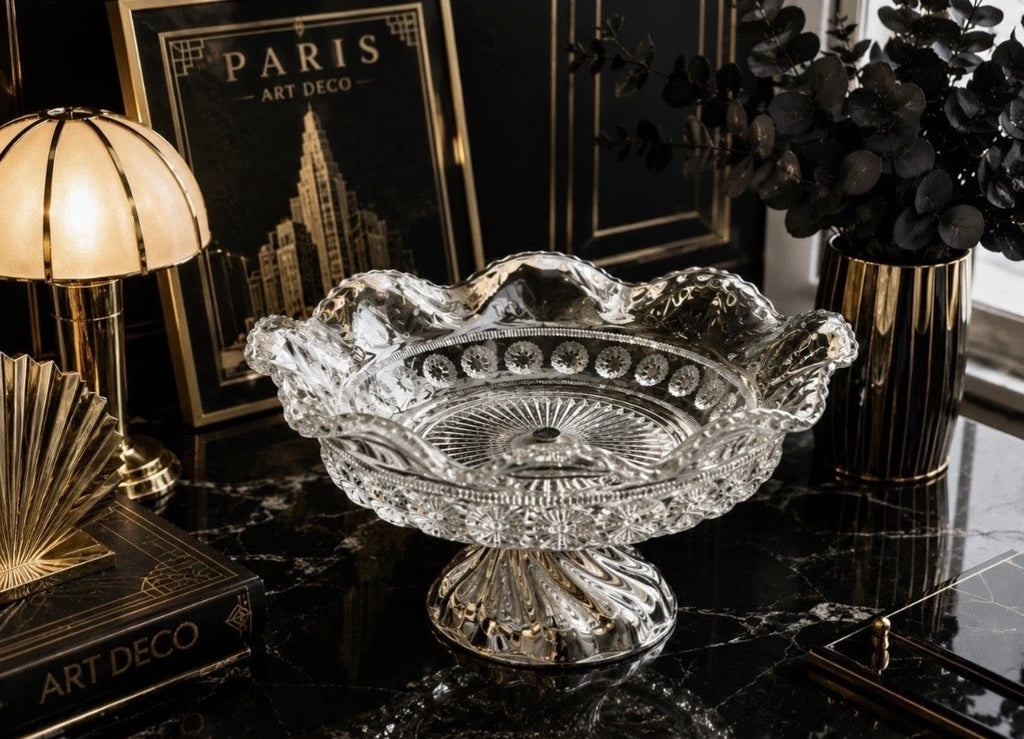 Coupe Cristal Vintage Sur Pied — Vintage Crystal Pedestal Bowl