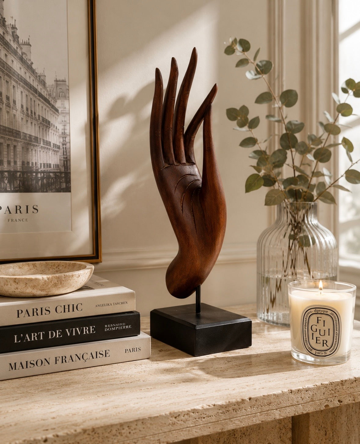 Main décorative sculptée en bois – 42 cm