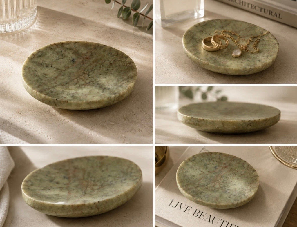 Vide-Poche Marbre Vert Naturel Vintage — NK Curated Finds