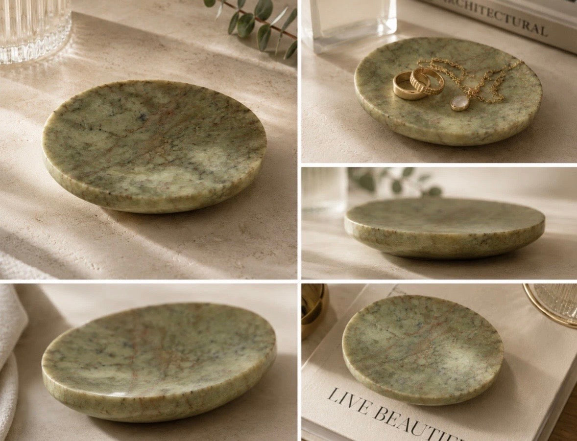 Vide-Poche Marbre Vert Naturel Vintage — NK Curated Finds