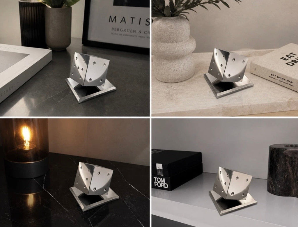Presse-Papiers Cube Chrome Style Edgar Brandt — Design Moderniste 1960