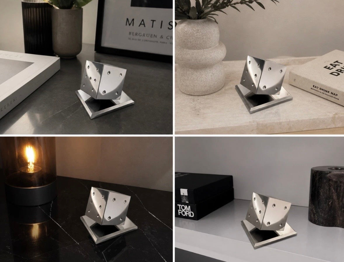 Presse-Papiers Cube Chrome Style Edgar Brandt — Design Moderniste 1960