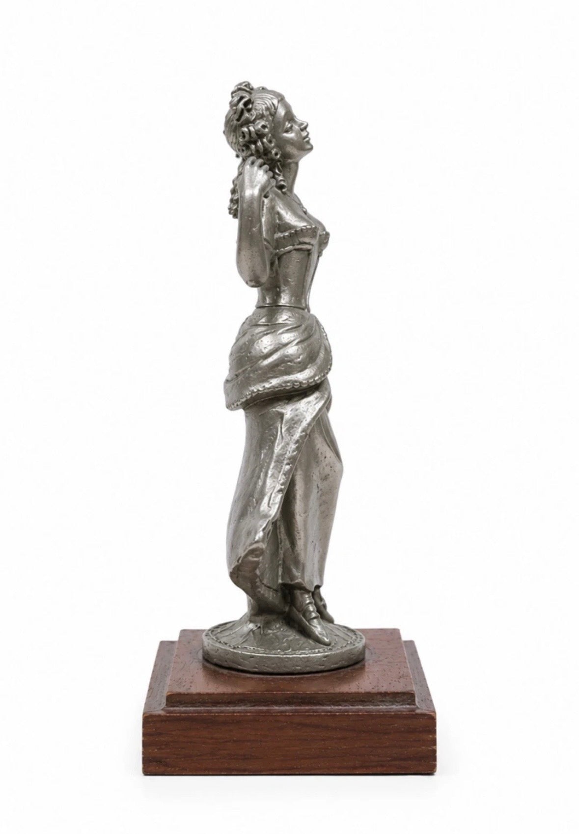Statuette Danseuse Peltro Italie Vintage — Étain Cisélé Main, Made in Italy