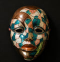 Masque mural vintage en laiton massif émaillé – Inde