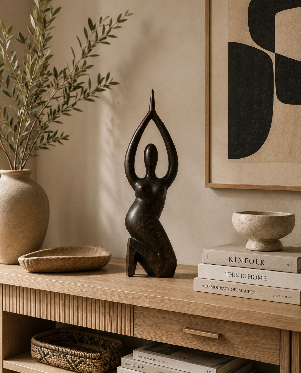 Sculpture Femme en Bois – Art Tribal Contemporain | Wooden Female Sculpture