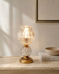 Lampe vintage en verre texturé et métal doré – Années 70
