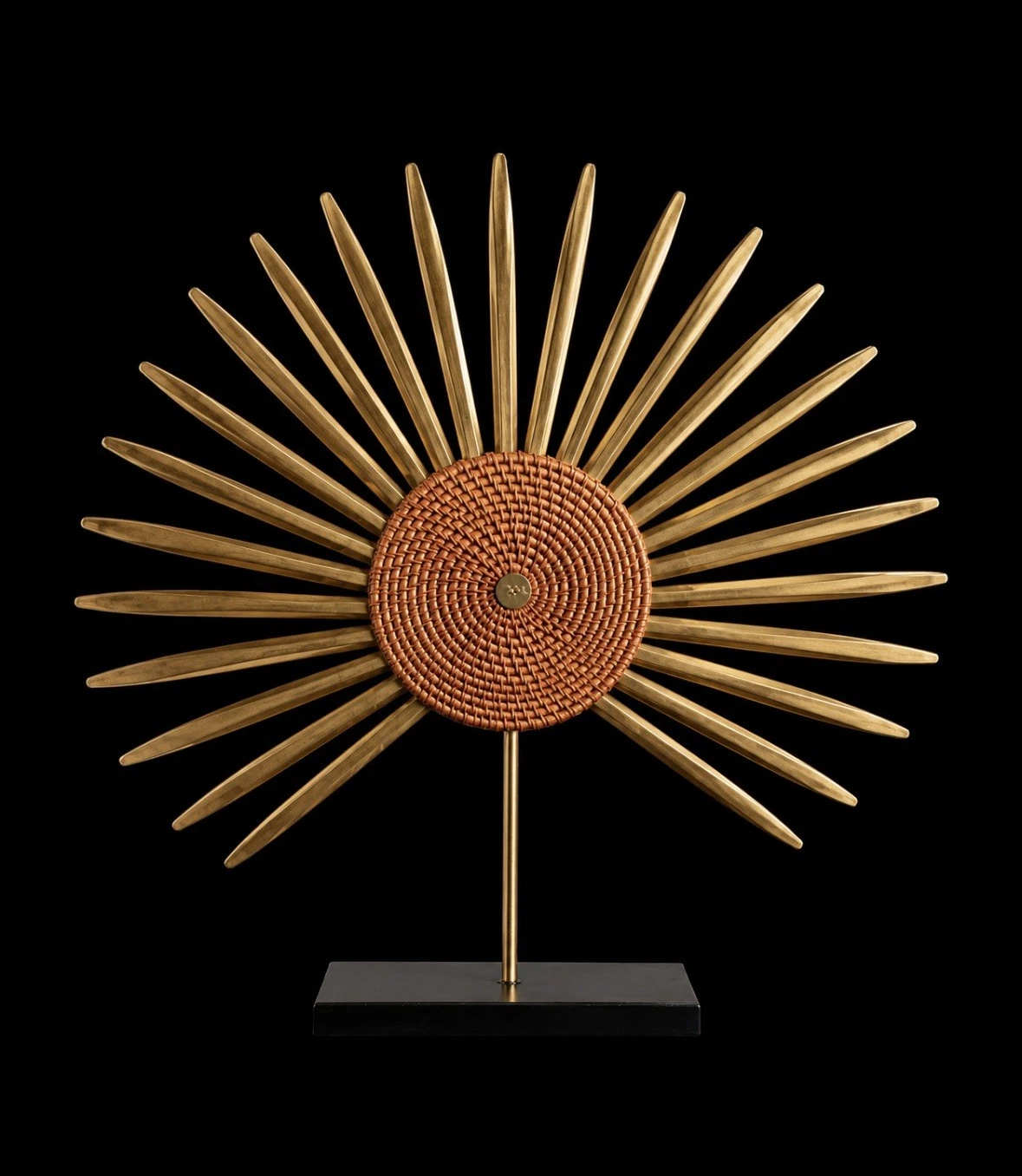 Léopard décoratif doré patiné — Socle effet pierre noir, style Art Déco, L. 24 cm