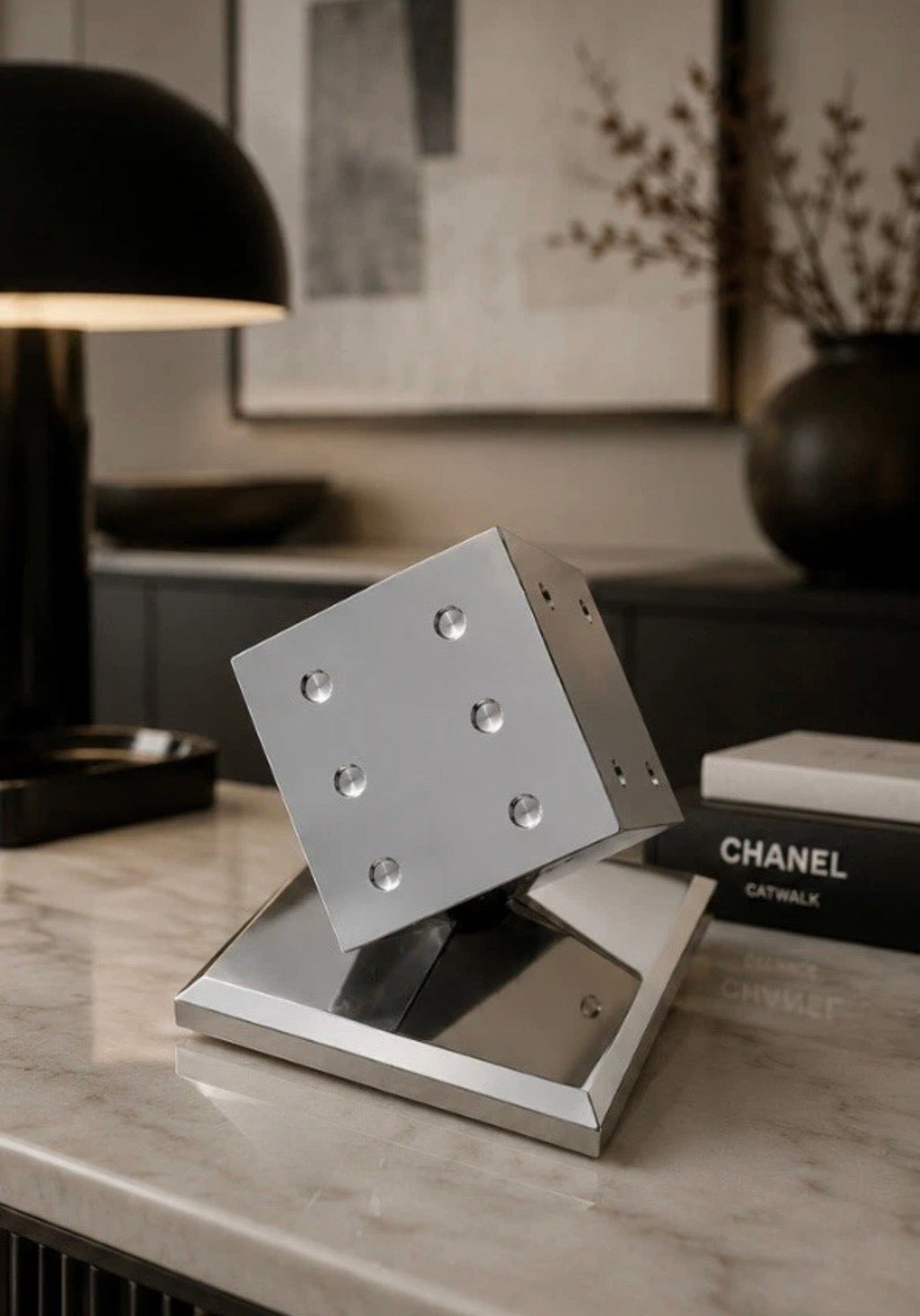 Presse-Papiers Cube Chrome Style Edgar Brandt — Design Moderniste 1960