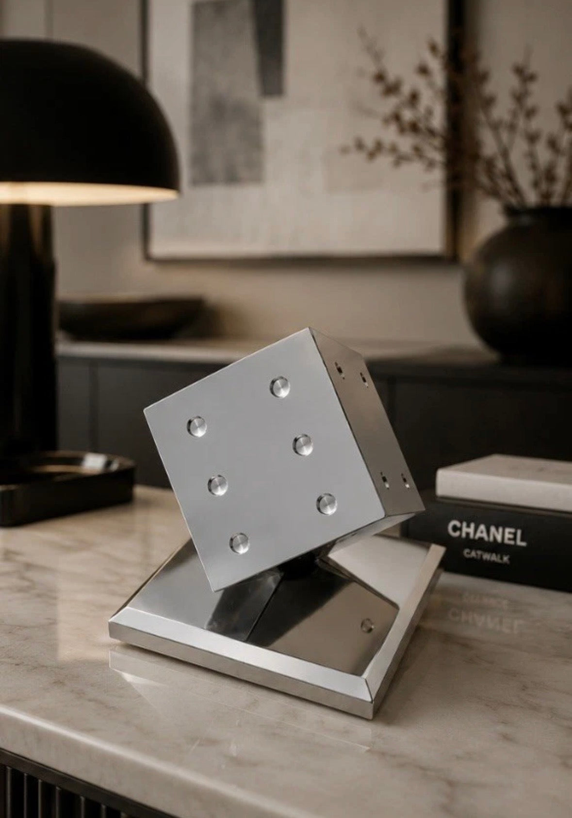 Presse-Papiers Cube Chrome Style Edgar Brandt — Design Moderniste 1960